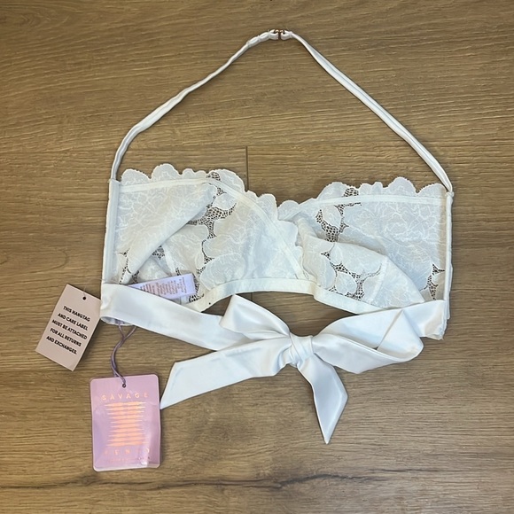 Savage x Fenty | New Floral glow lace tie back bra bralette Womens size XL NWT - Picture 3 of 7